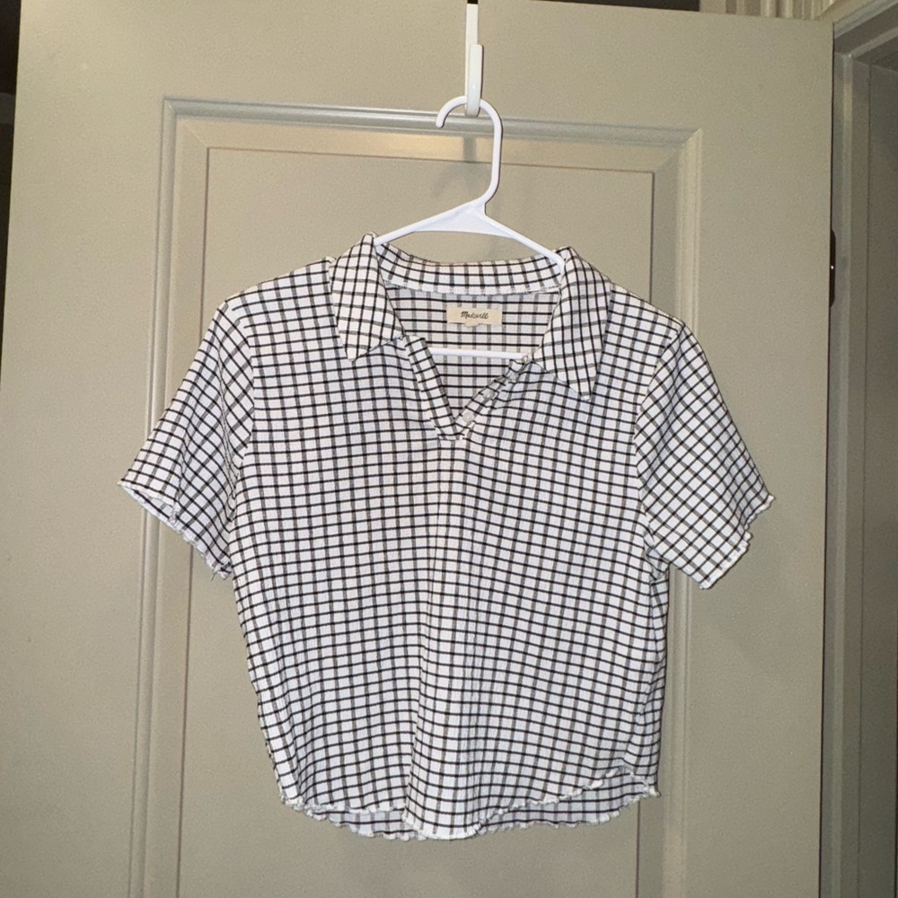 Black and white polo top